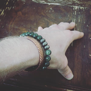 Serpent Fire Bracelet w/ Serpentine & Pyrite 8mm - Nu Atlantis
